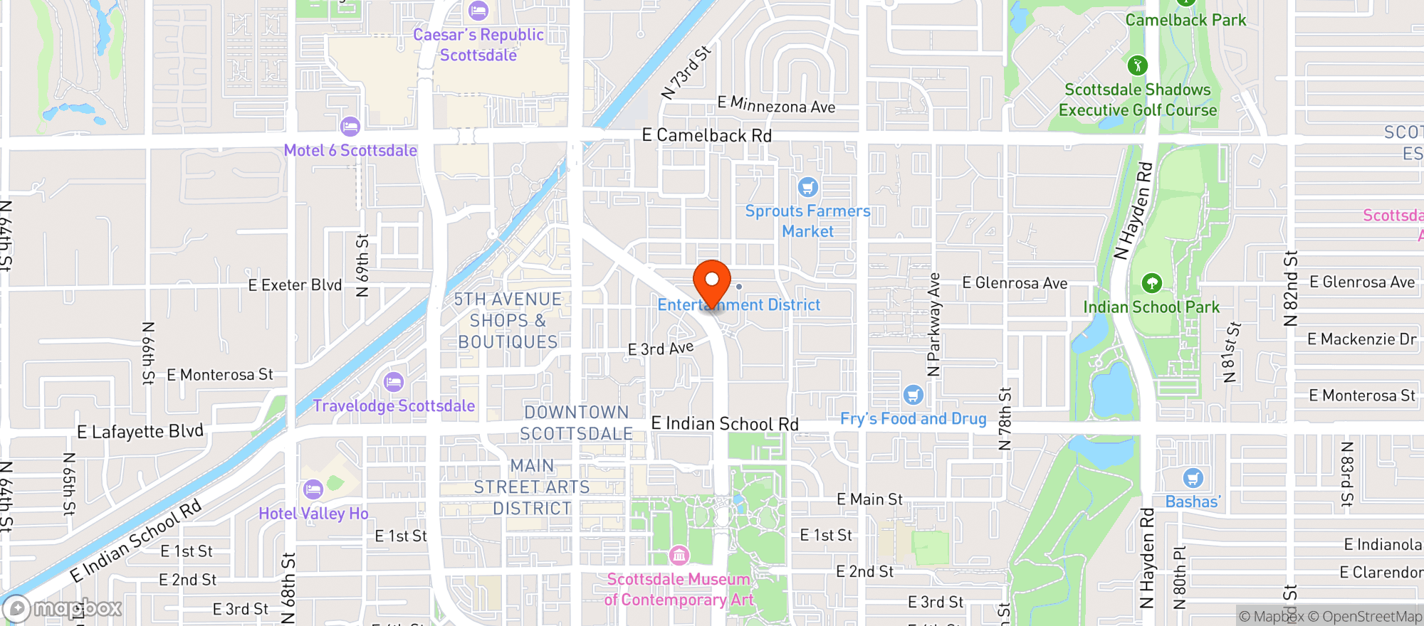 Map showing Hyatt House Scottsdale/old Town