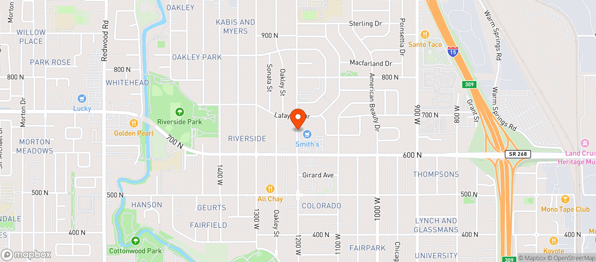 Map showing Anayas Mkt Rose Park