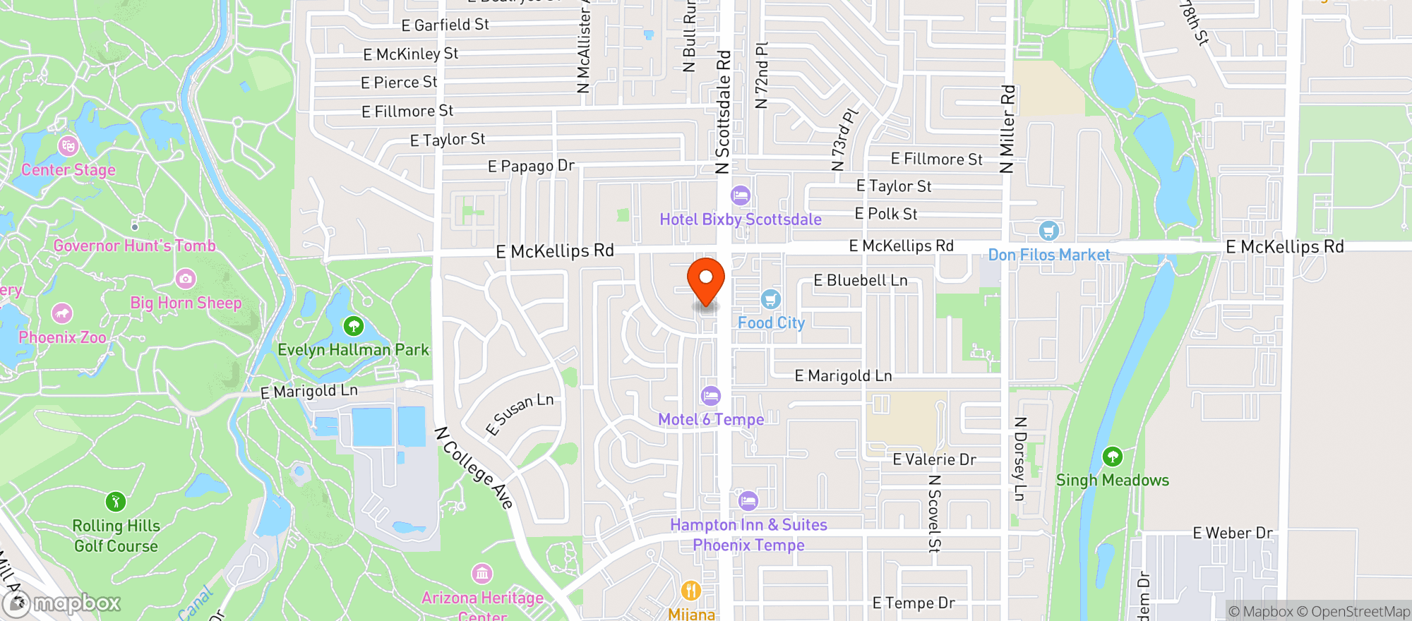 Map showing PHILLYS BAR & RESTAURANT