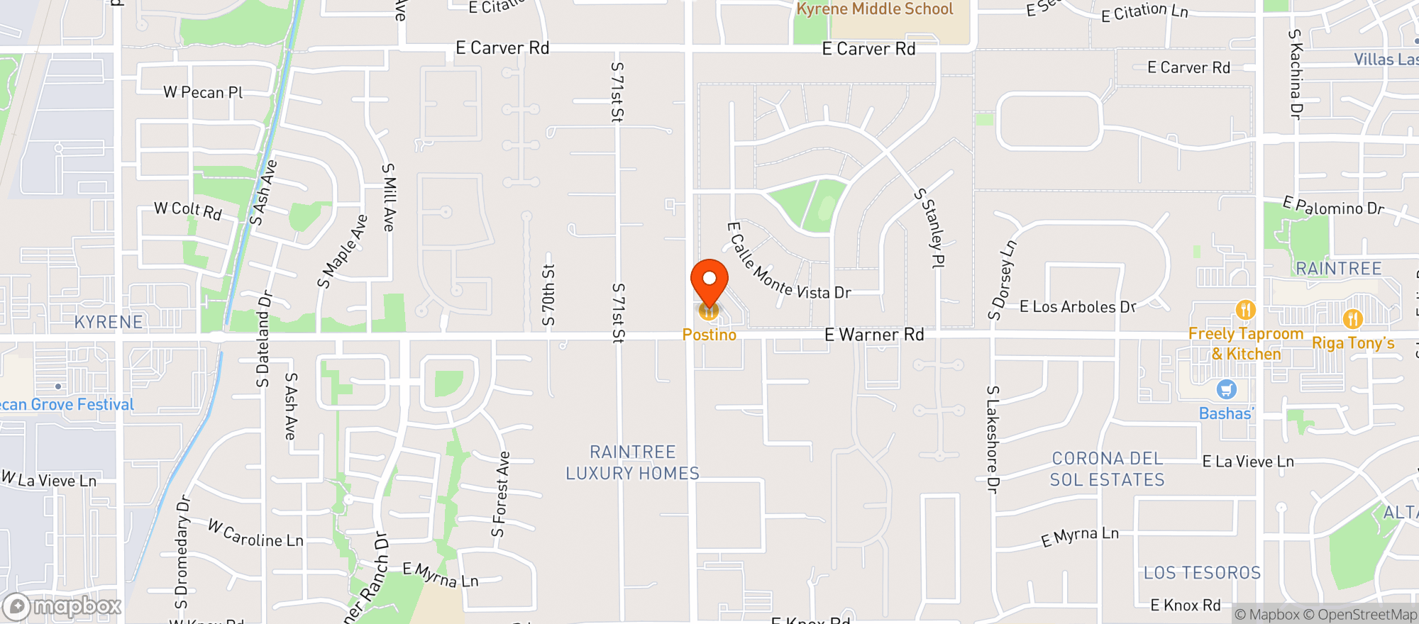 Map showing Postino (South Tempe)