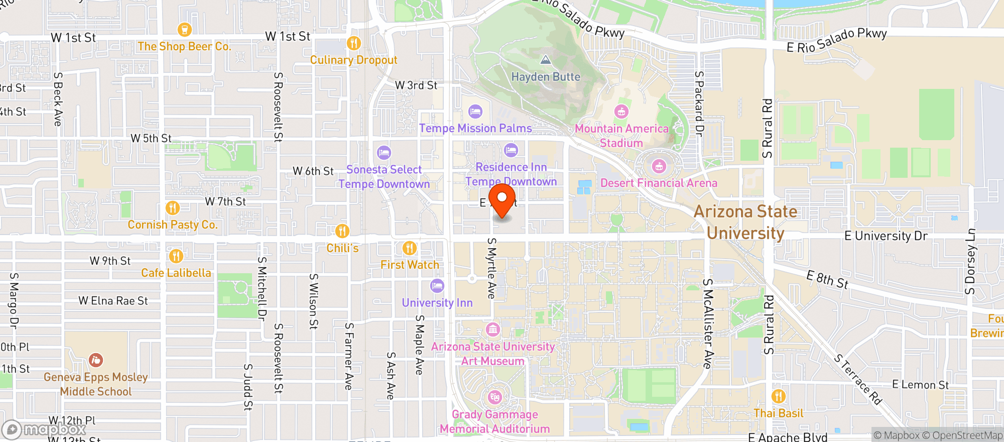 Map showing Canopy Tempe by Hilton