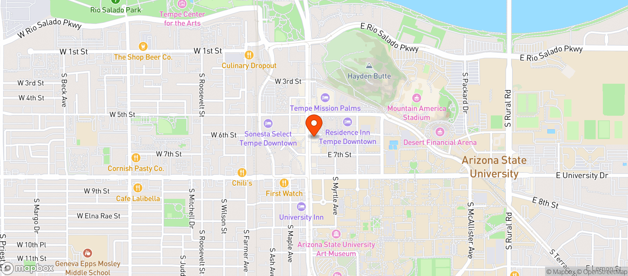 Map showing CASA Tempe
