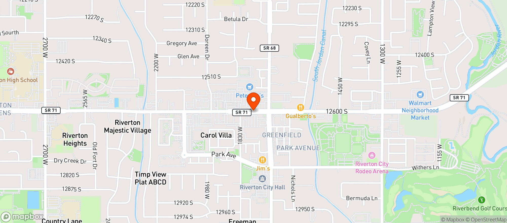 Map showing Peterson Fresh Market