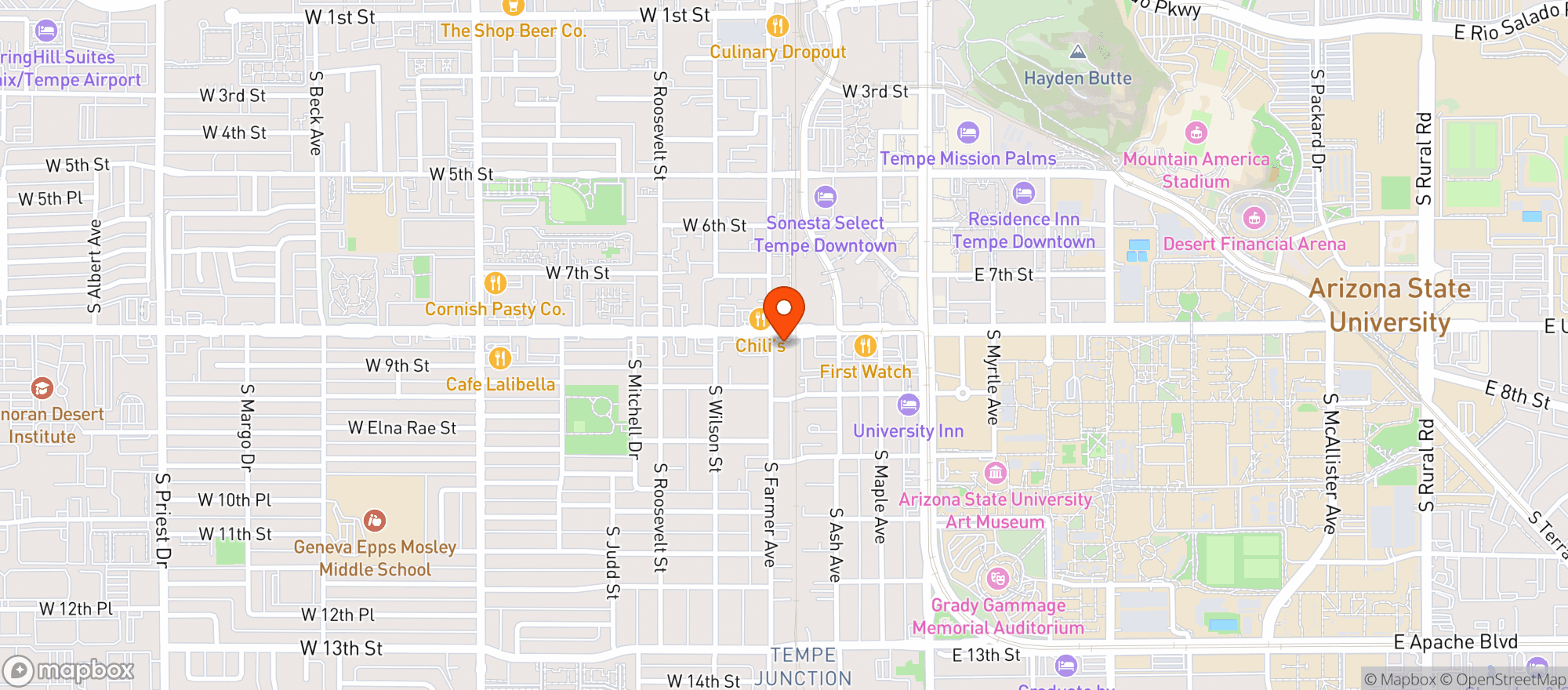 Map showing Tempe Farmers Market