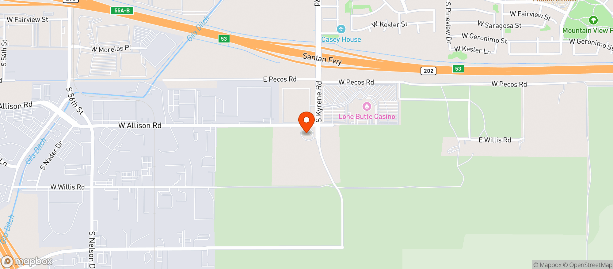 Map showing Lone Butte Trading Center