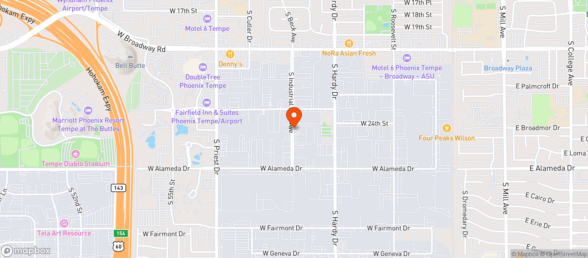 Map showing BevMo - Tempe