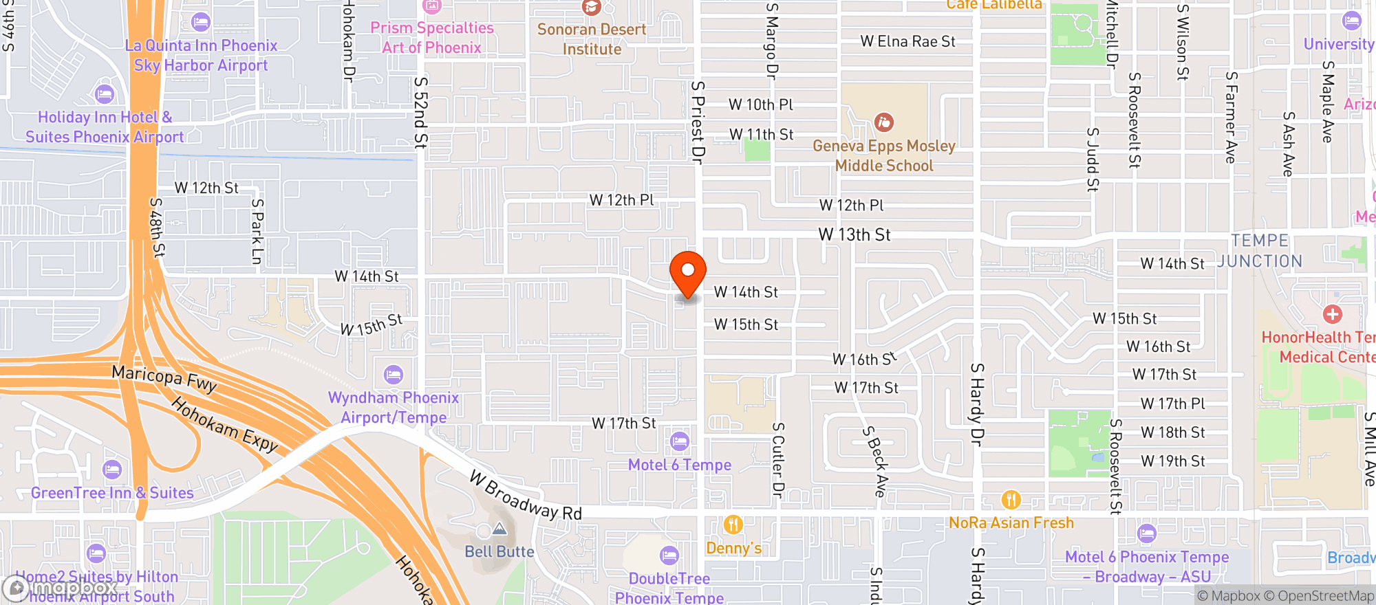 Map showing Phillys Sports Bar & Grill