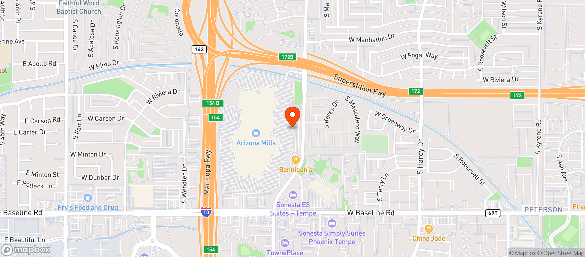 Map showing Garcias Mexican Restaurant