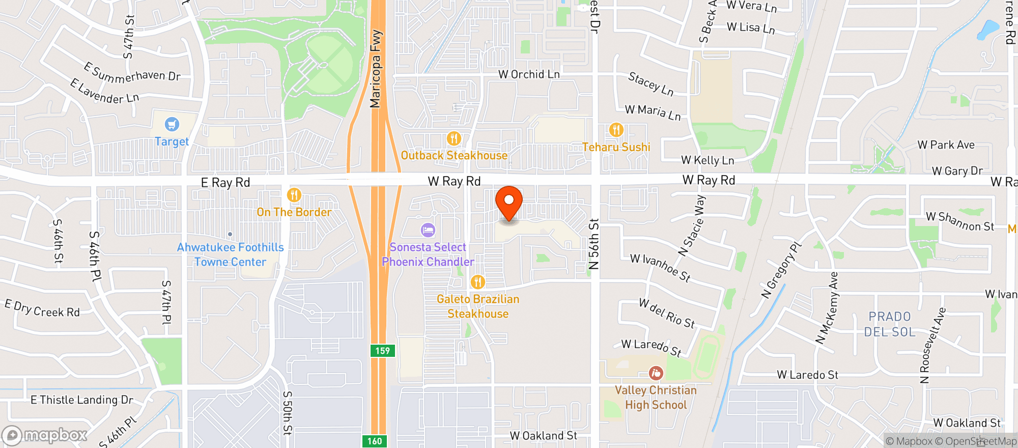 Map showing Ajs Fine Foods - 087 - Chandler