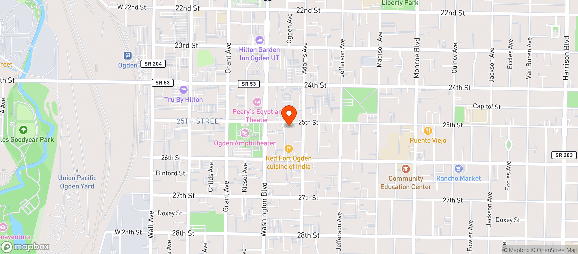 Map showing WB's Eatery