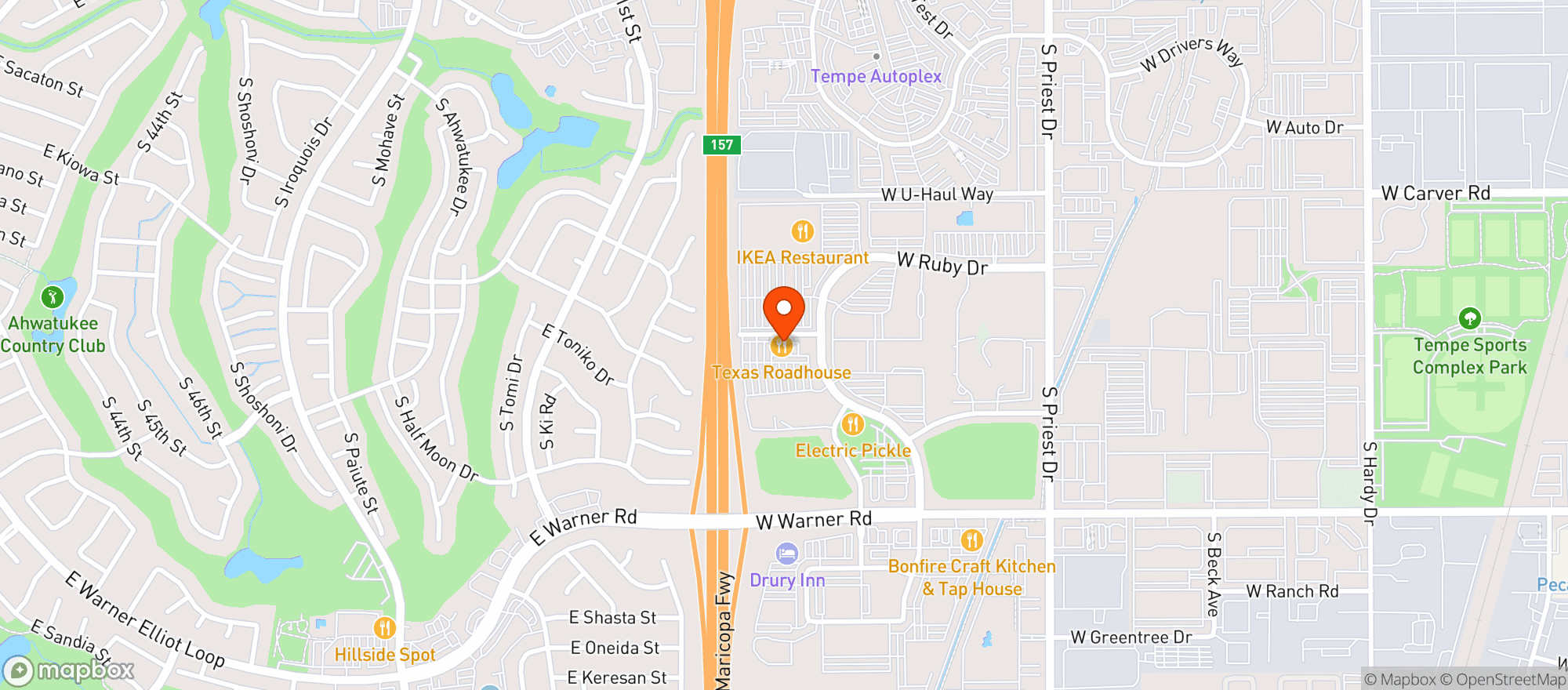 Map showing Texas Roadhouse