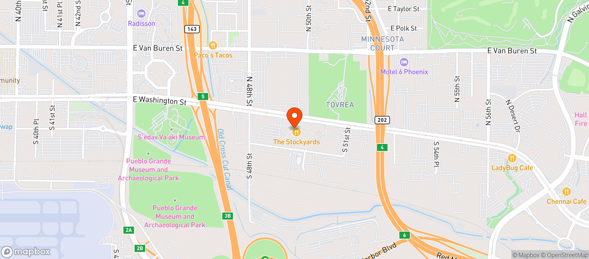 Map showing Stockyards Restaurant