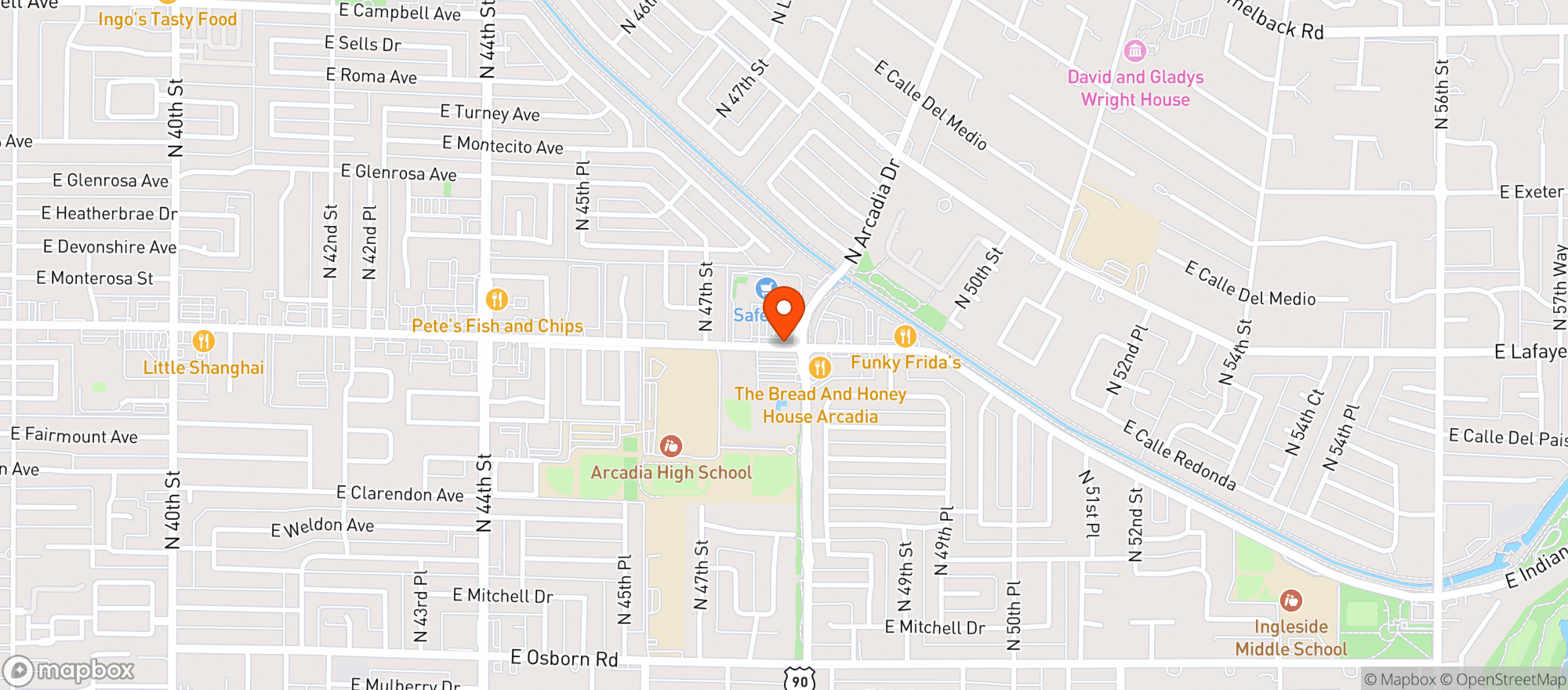 Map showing Safeway