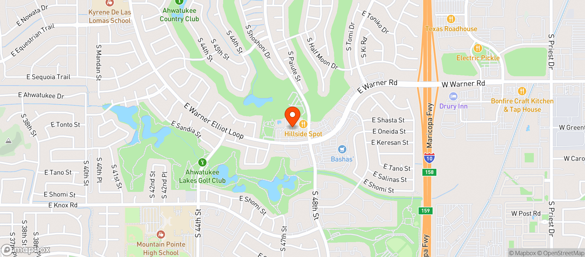 Map showing Hillside Cafe