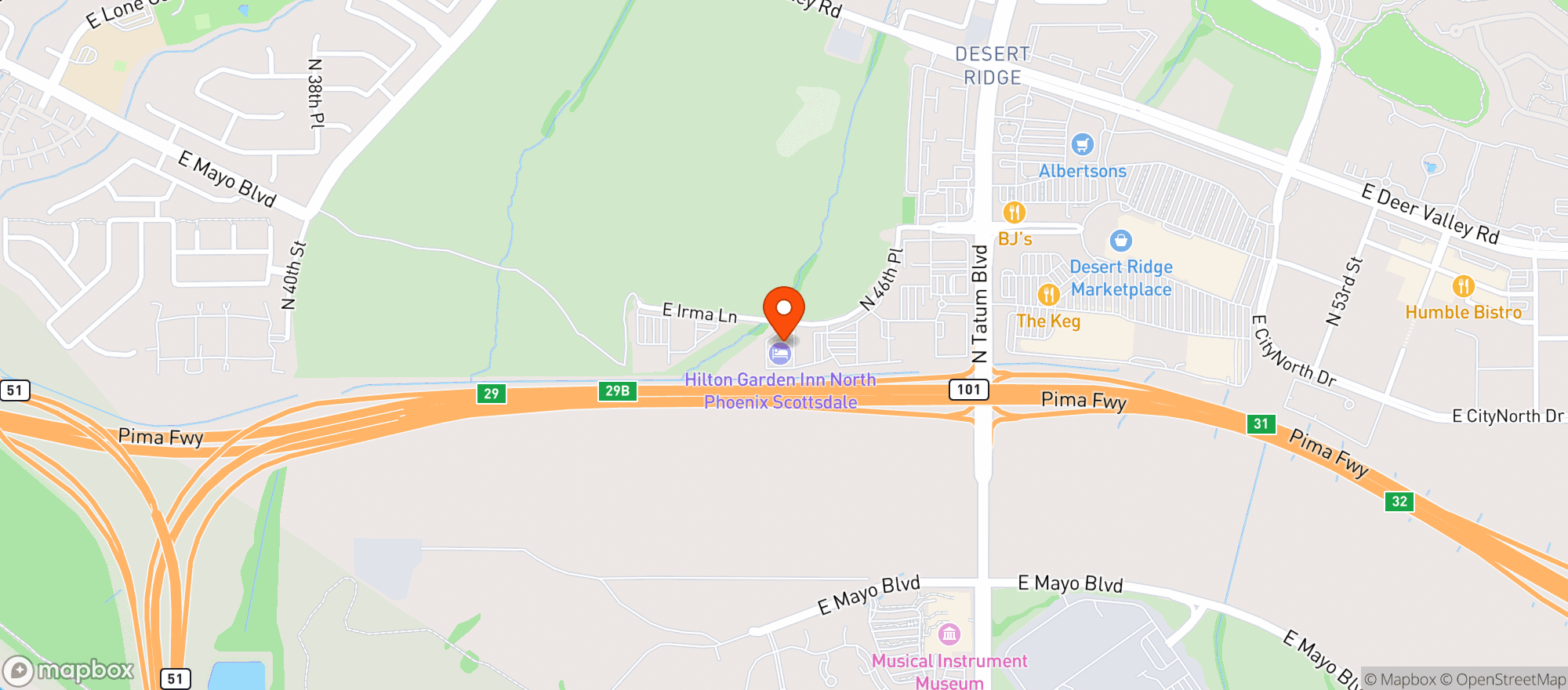 Map showing Cambria Suites