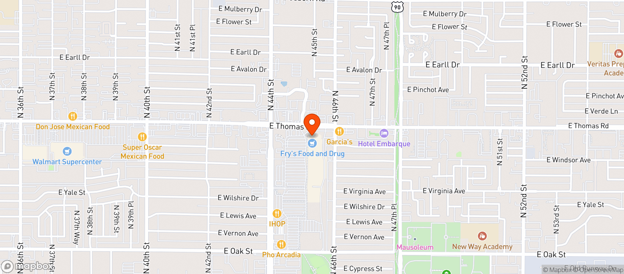 Map showing Fry's Food and Drug