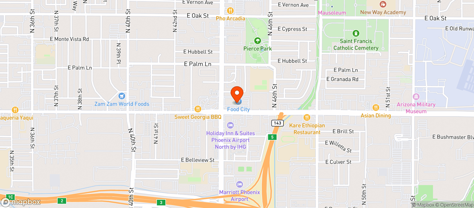 Map showing Food City