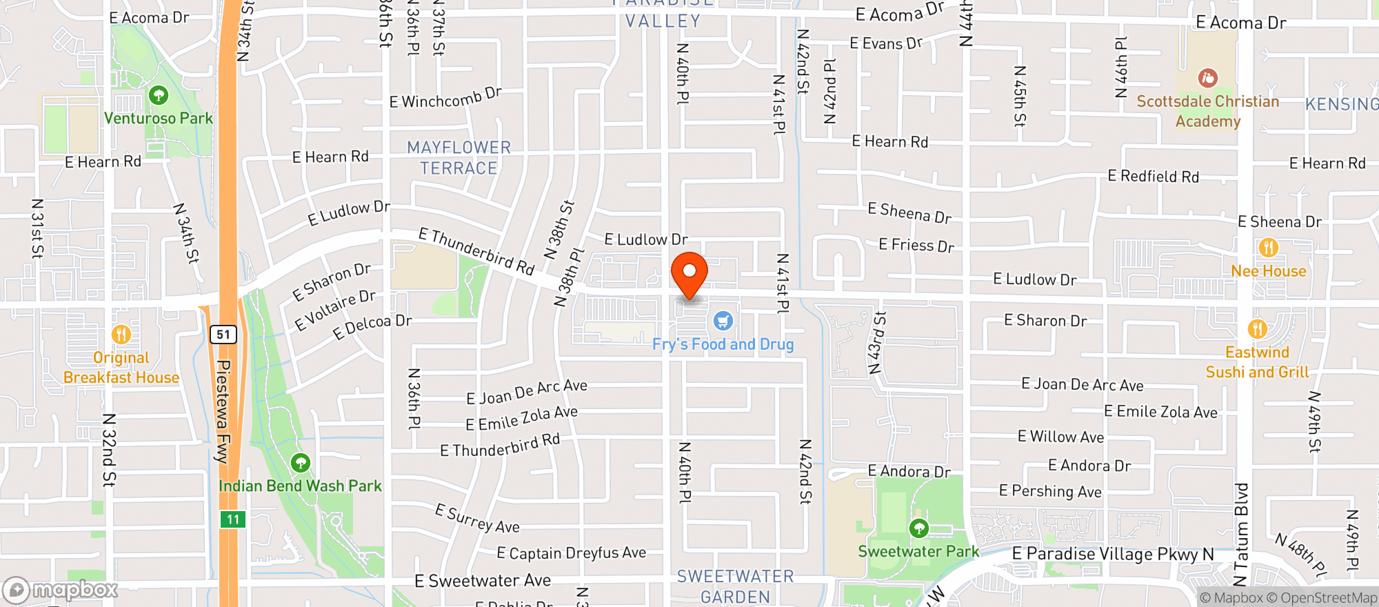 Map showing Fry's Food and Drug