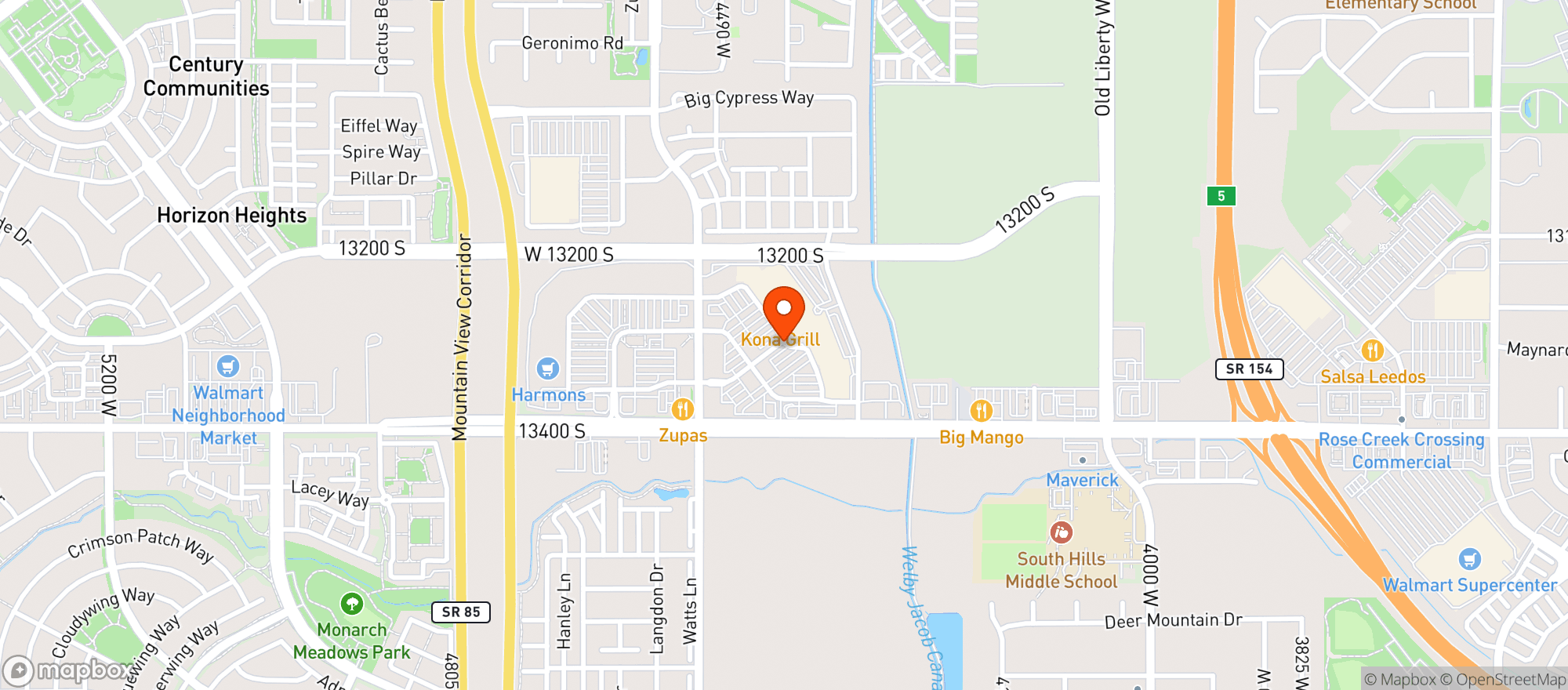 Map showing Kona Grill