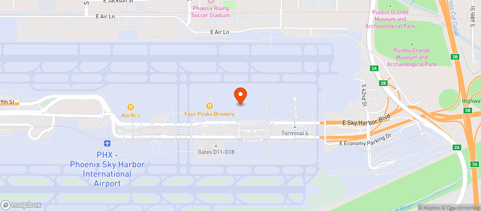Map showing American Airlines Admirals Club