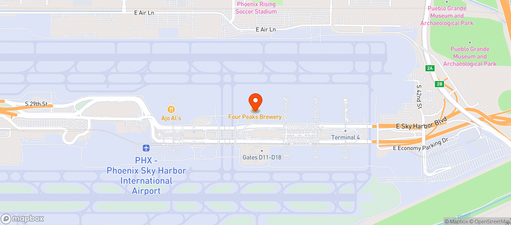 Map showing Four Peaks Brewing Company