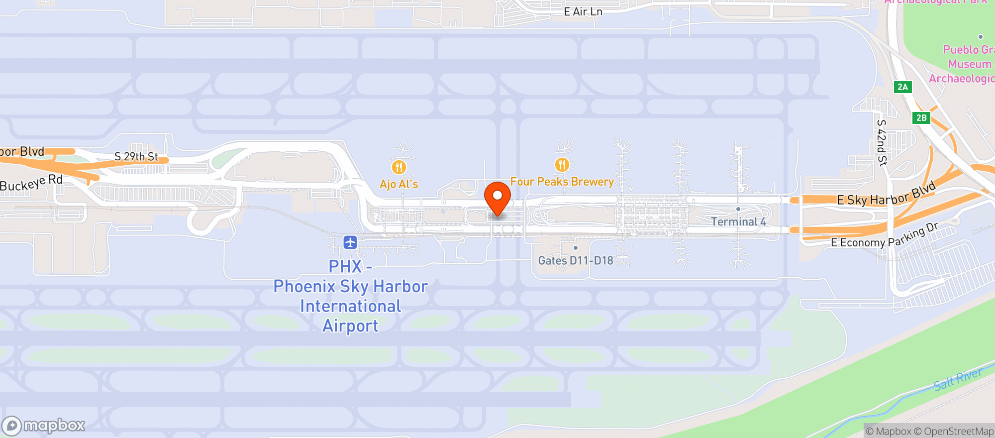 Map showing Phoenix Sky Harbor International Airport (phx)