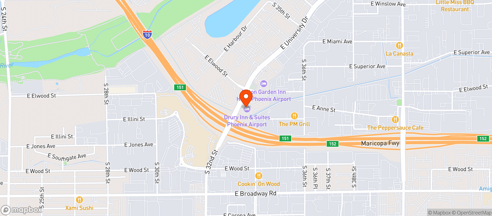 Map showing Drury Inn