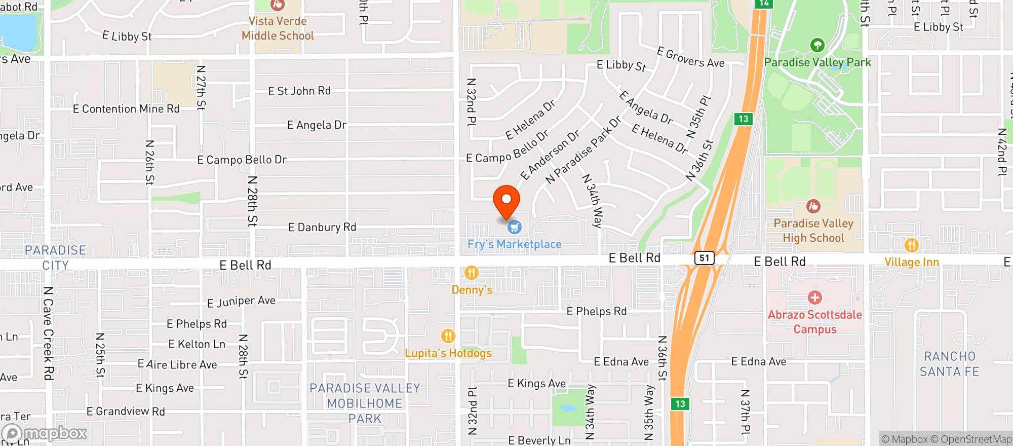 Map showing Fry's Food and Drug