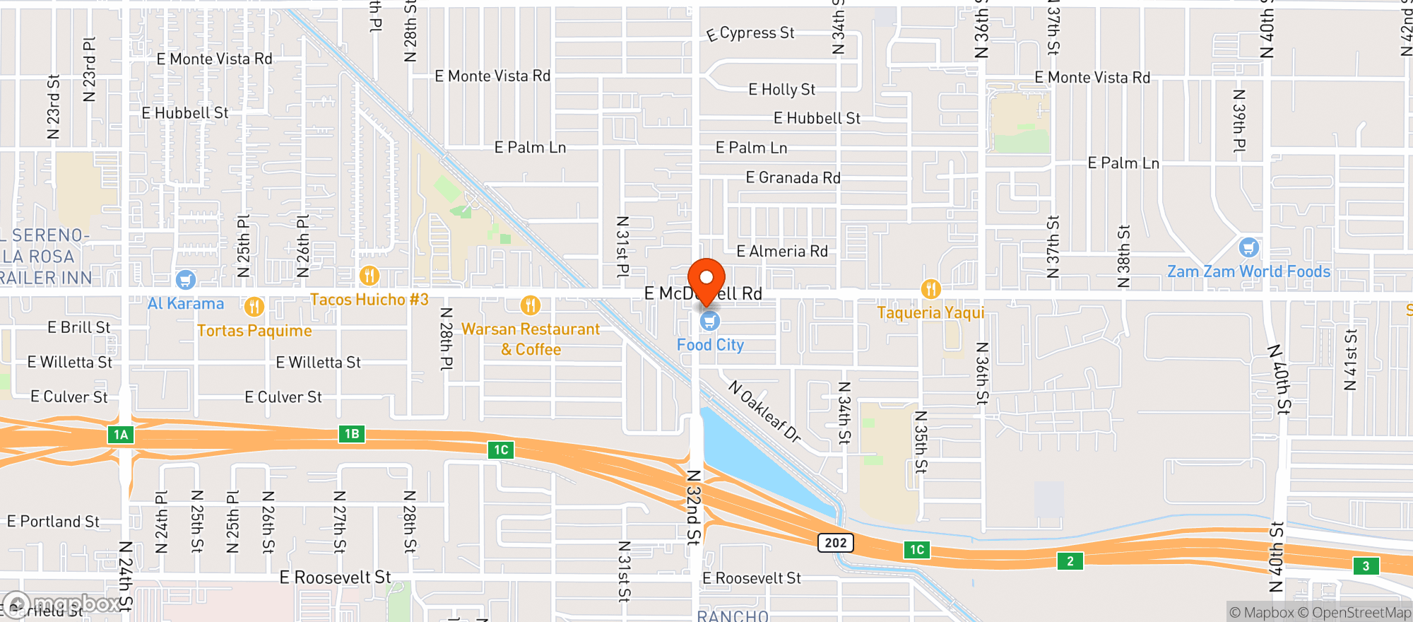 Map showing Food City