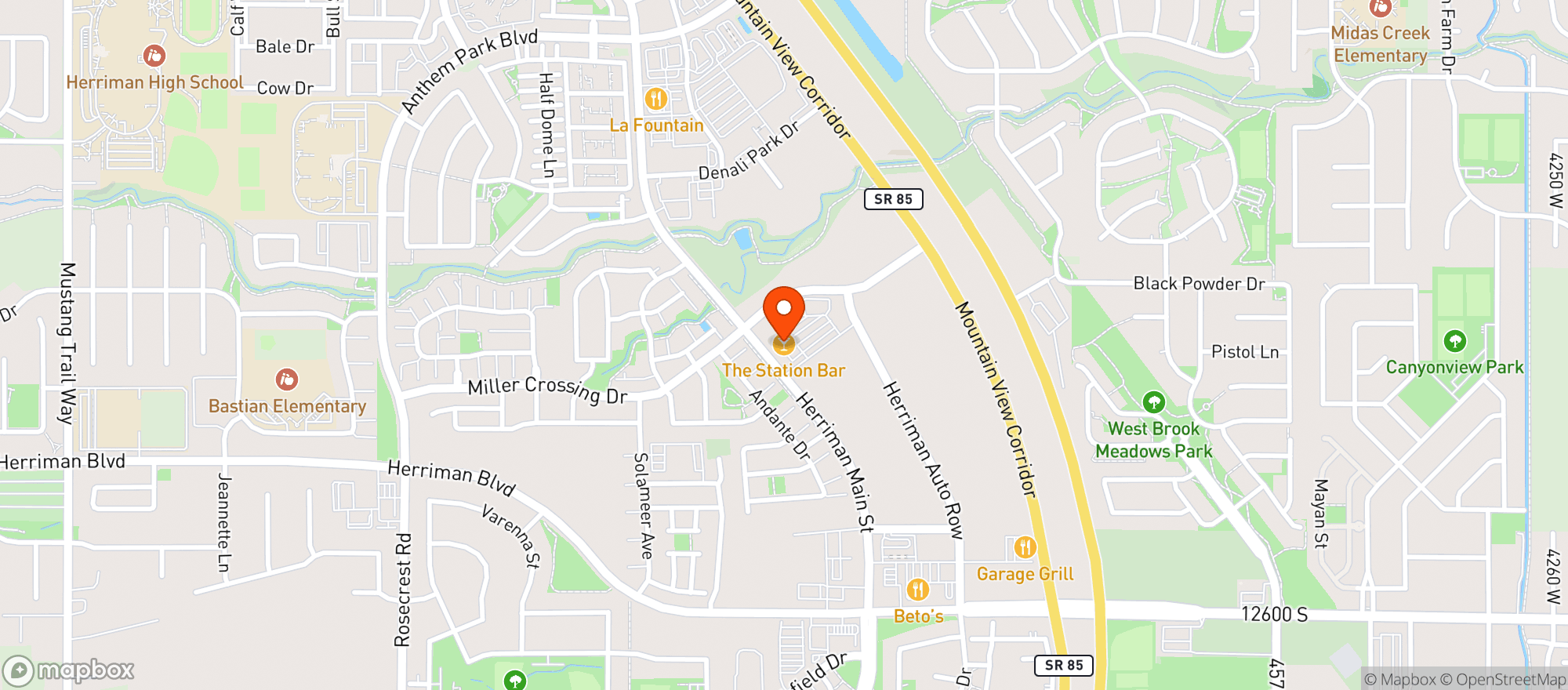 Map showing The Station Bar