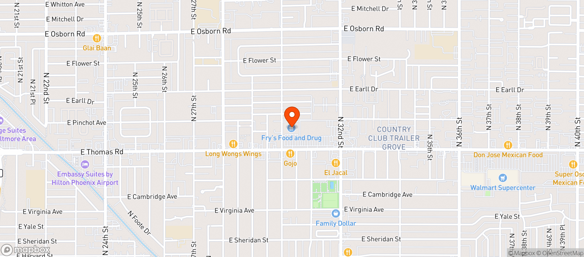 Map showing Frys Food & Drug Store