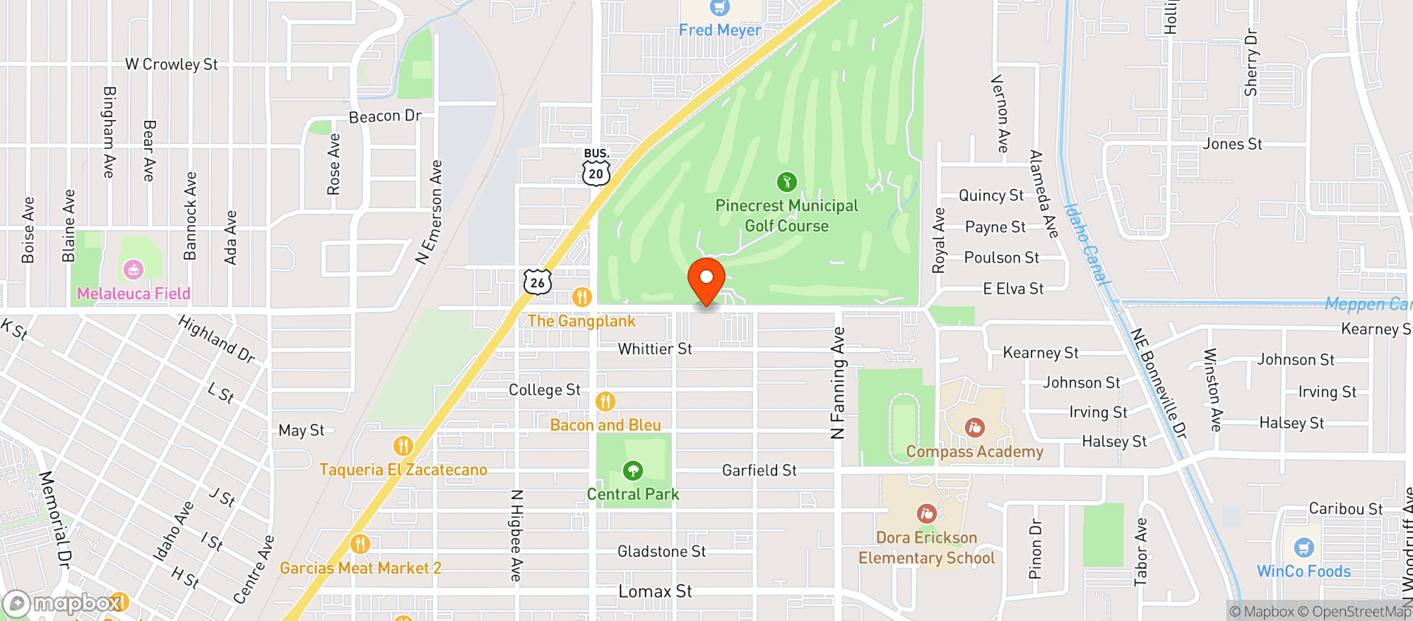 Map showing Elks Lodge
