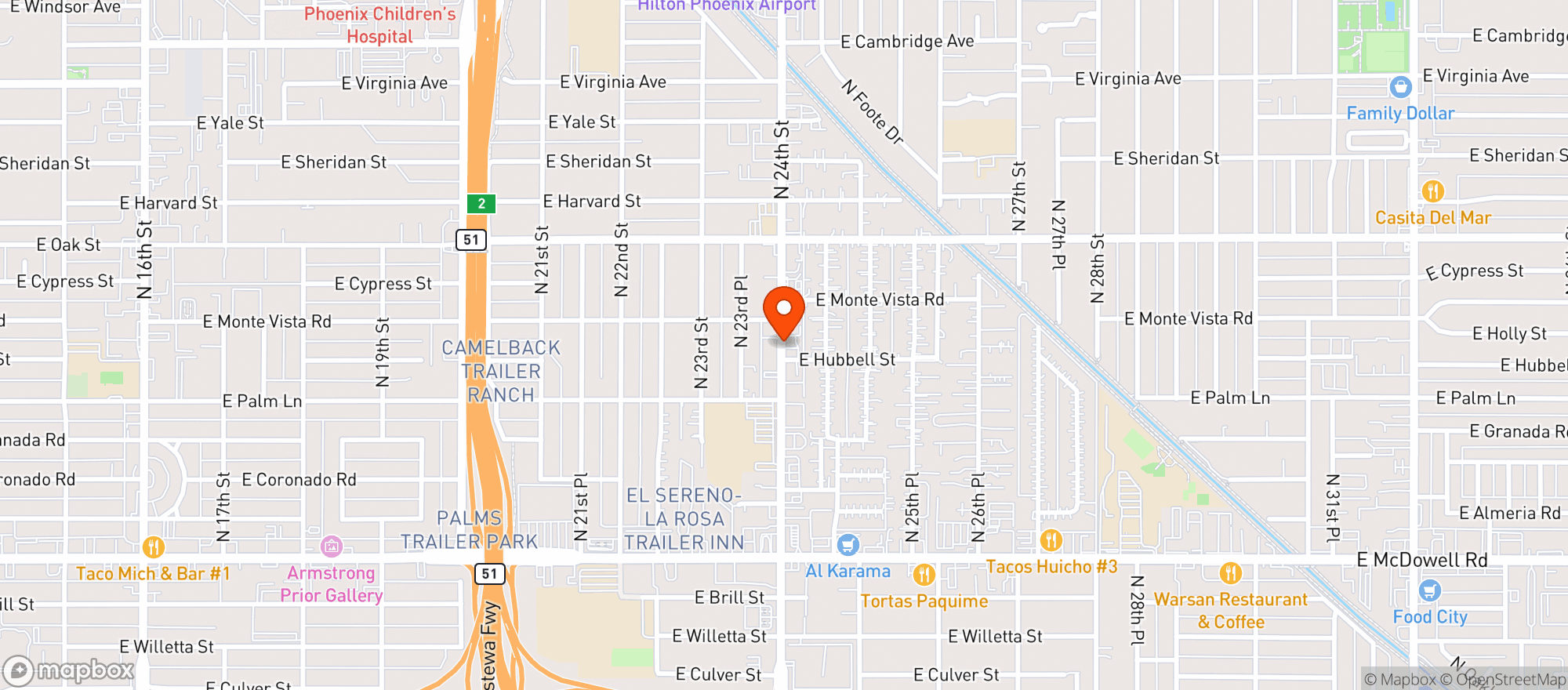Map showing Garys Liquor