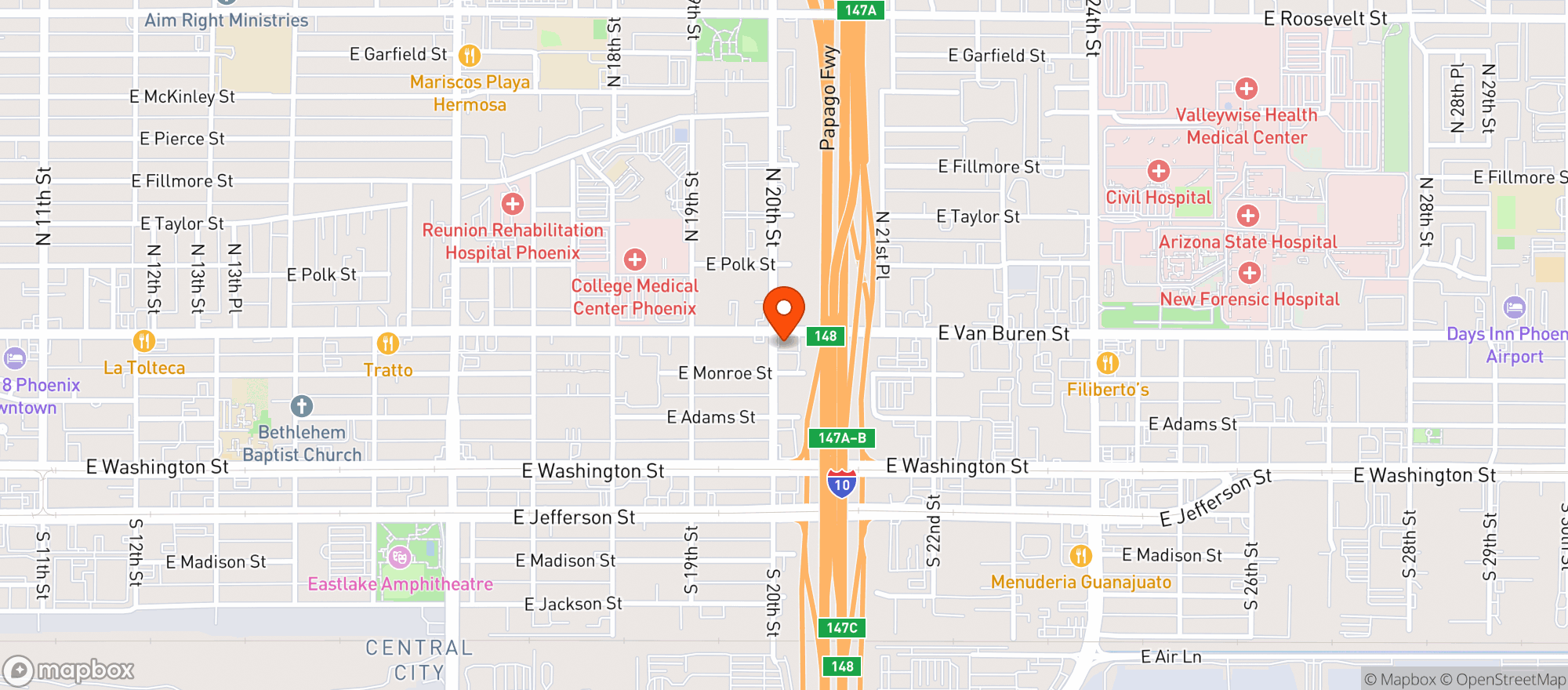 Map showing Alamo Liquors