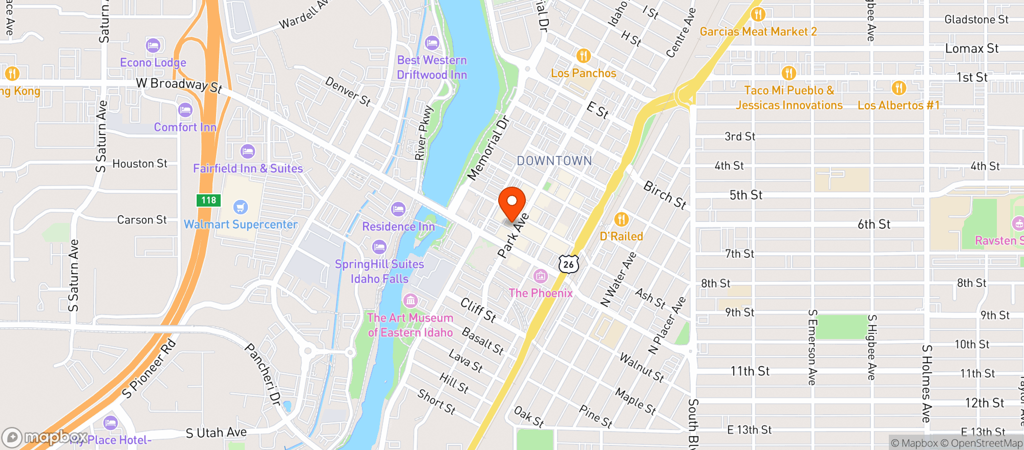 Map showing The House Bar And Grill
