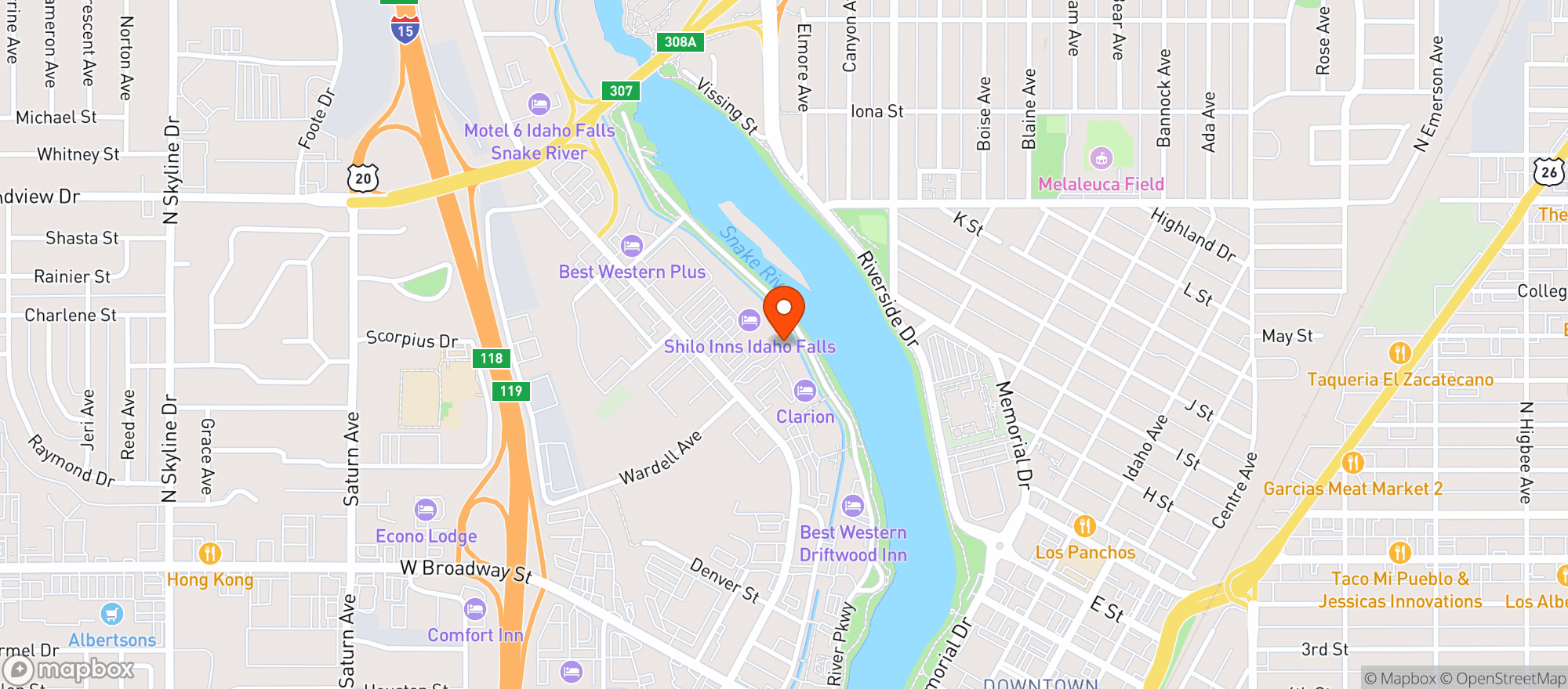 Map showing Sandpiper Restaurant East