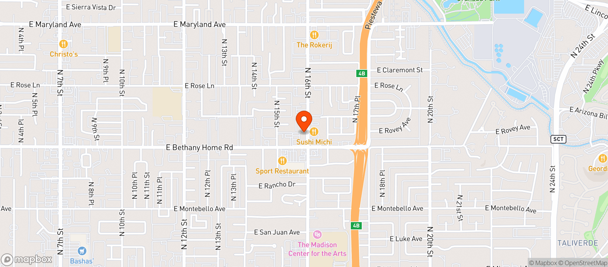 Map showing Element Nail Bar
