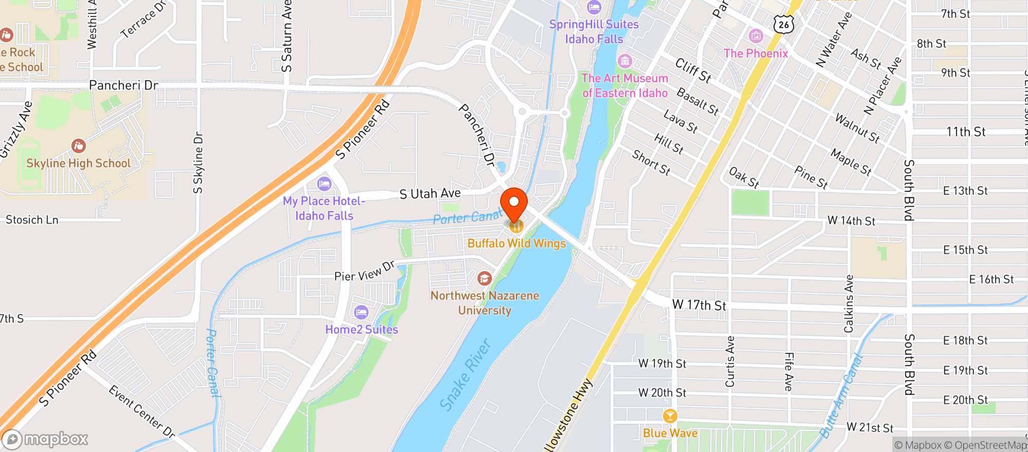 Map showing Buffalo Wild Wings Grill & Bar