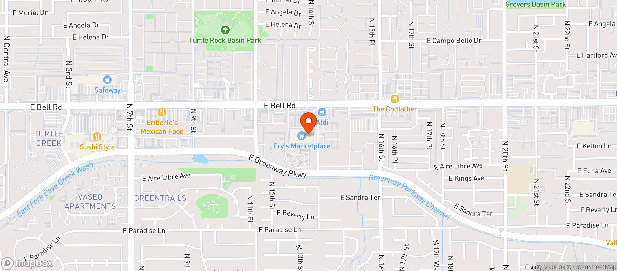 Map showing Fry's Food and Drug