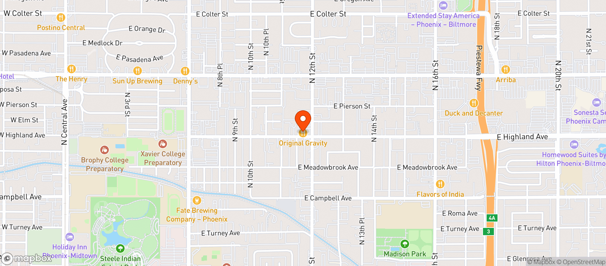 Map showing Hidden Track Bottle Shop (12th St)