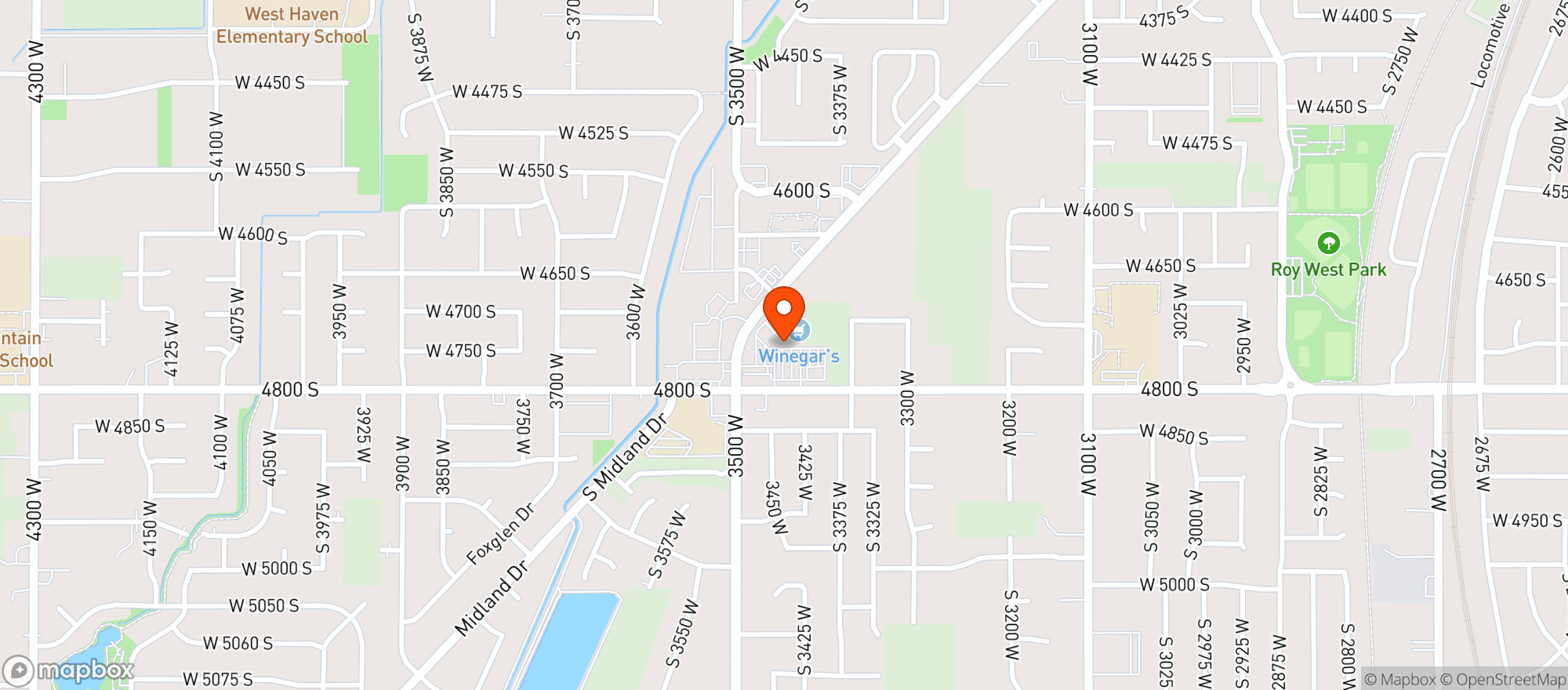Map showing Winegars Warehouse Foods