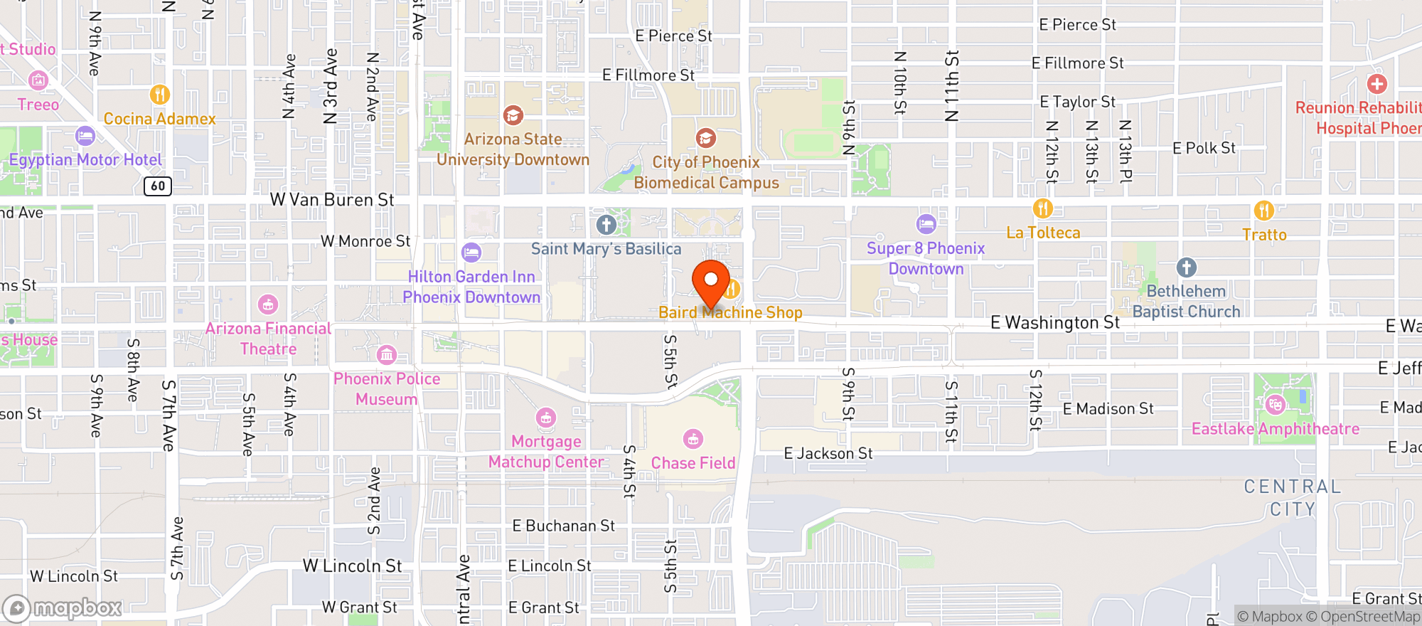Map showing Arizona Science Center