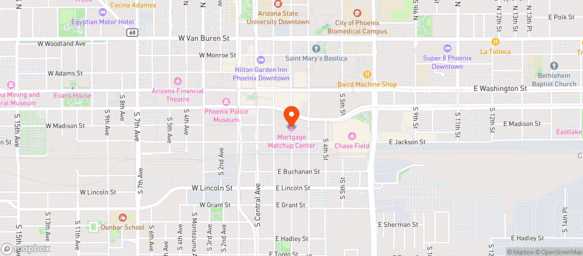 Map showing Ovg Phx Arena