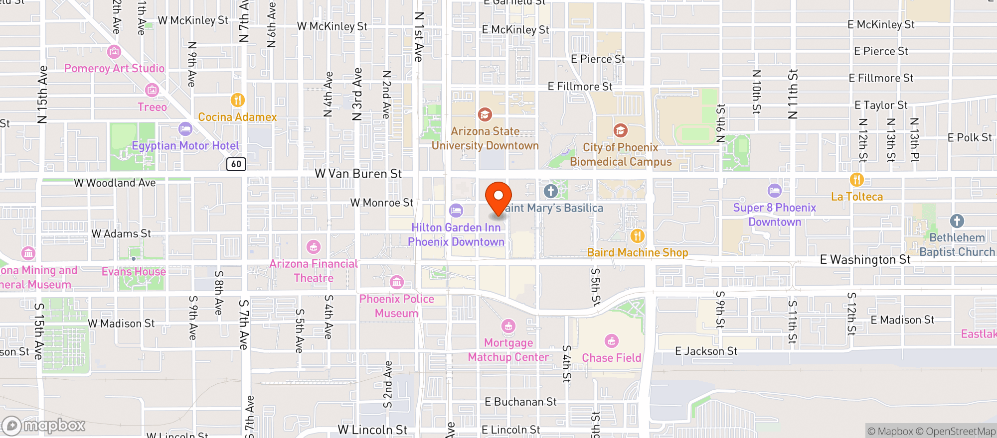 Map showing Hyatt Regency #phxrp