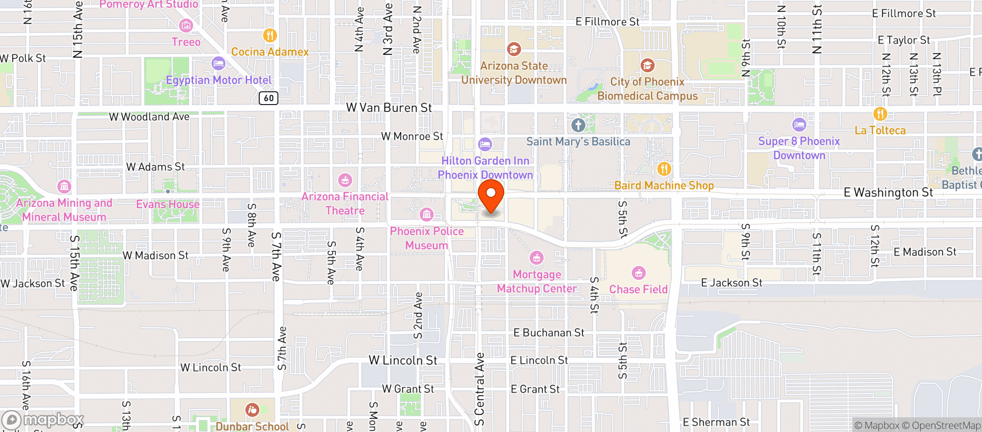 Map showing Kimpton Hotel Palomar Phoenix