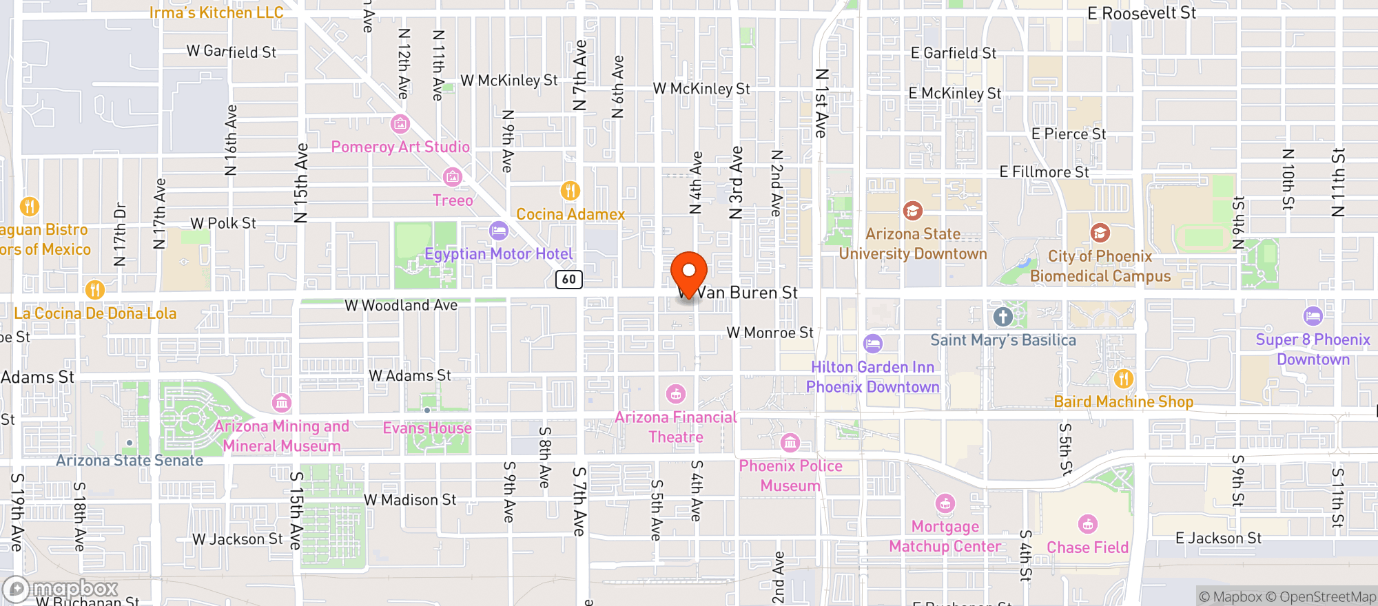 Map showing Ziggys Pizza