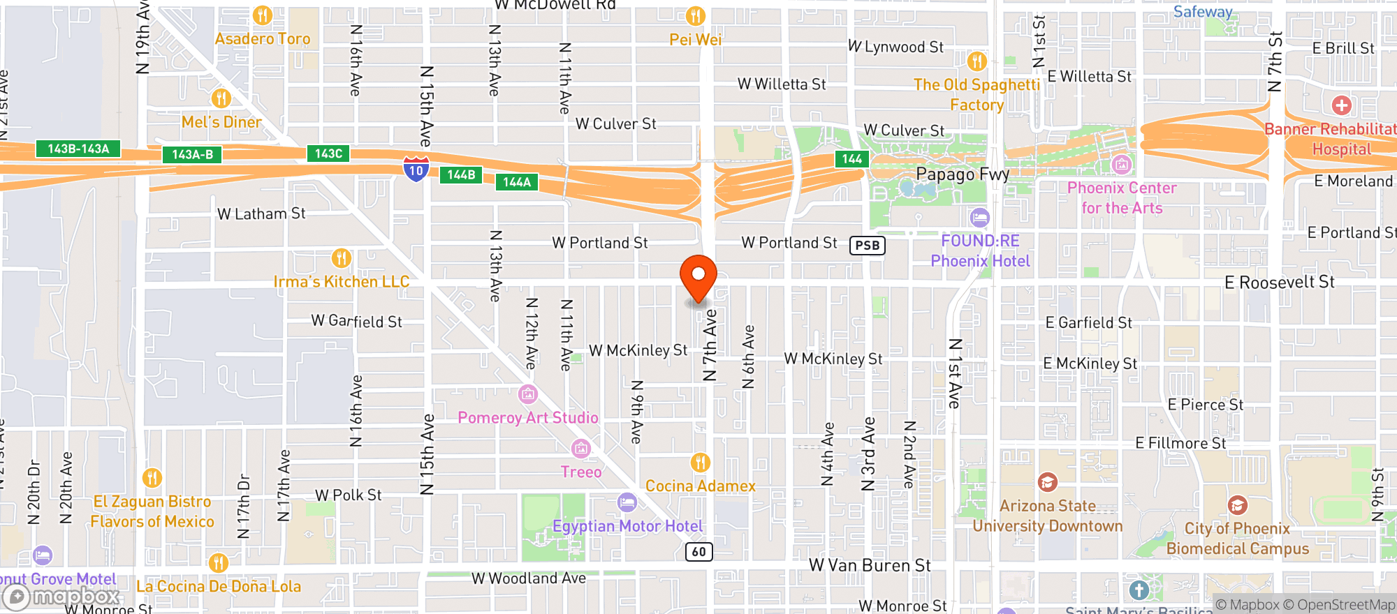 Map showing Walter Studios