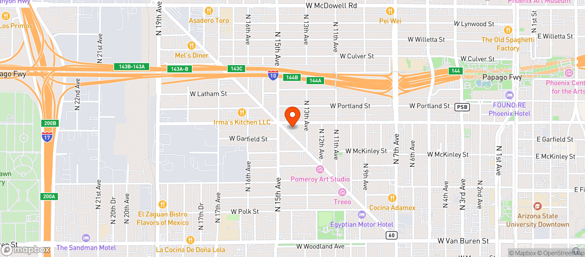 Map showing Hermanos Food Market