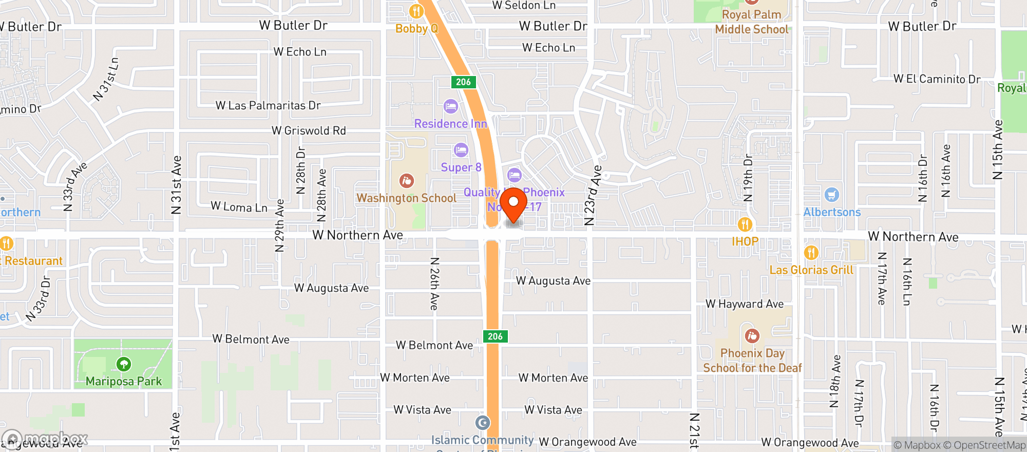 Map showing The Mint Dispensary