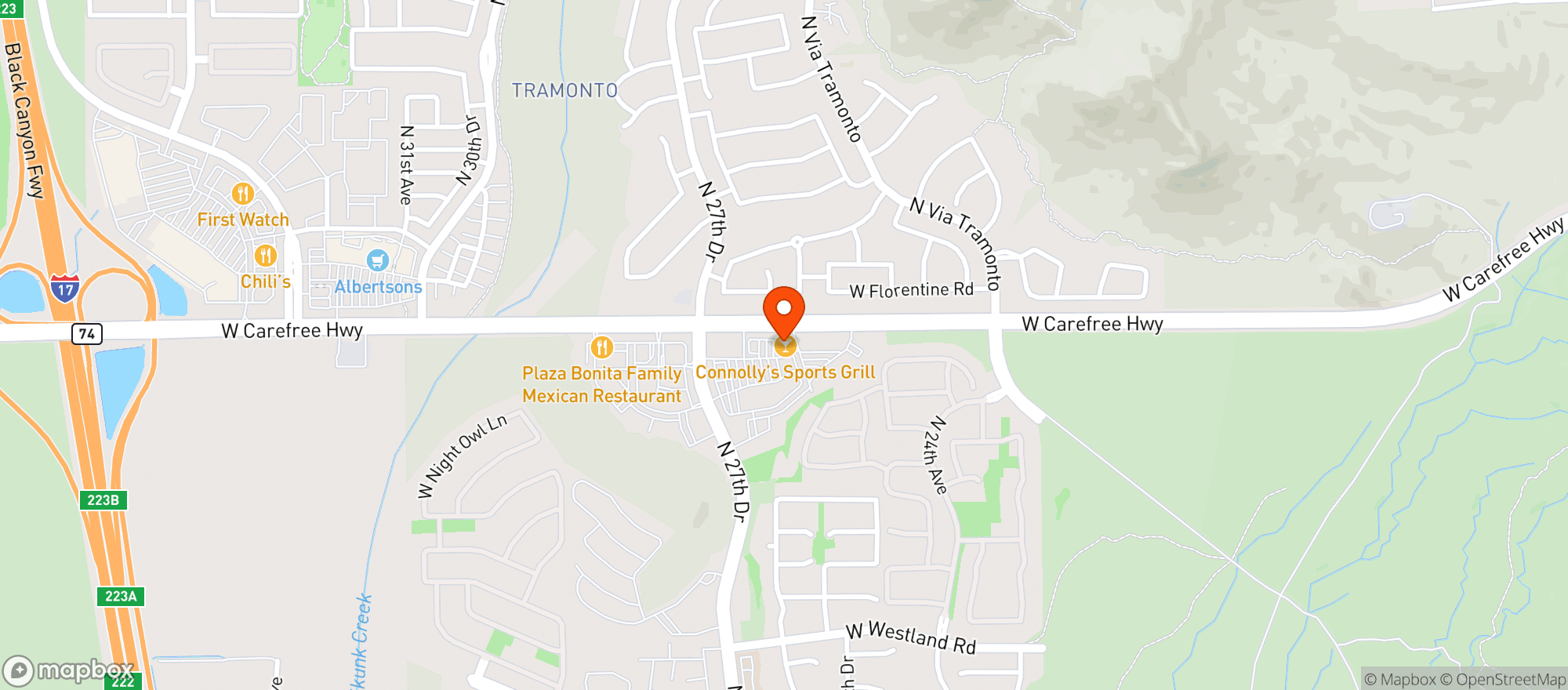 Map showing Connollys Sports Grill